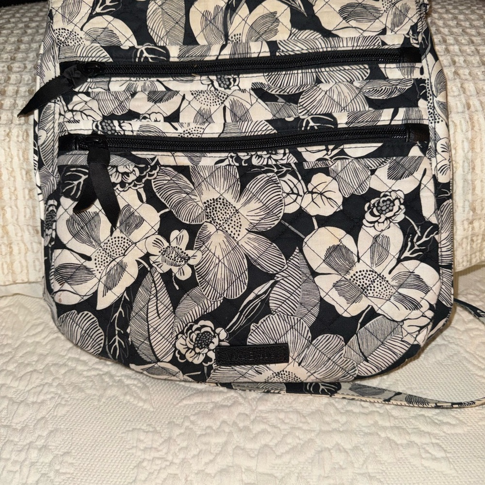 Vera Bradley Hipster Bedford Blooms Black and White Floral Crossbody Bag